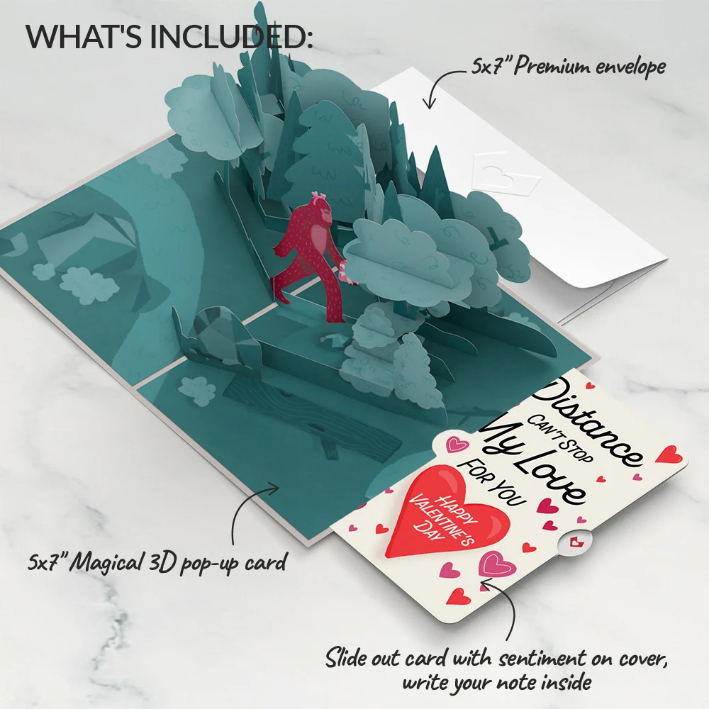 Lovepop Searching for a Valentine Like You Bigfoot Distance Can't Stop My Love Pop-Up Card and Sentiment Set - Image 2