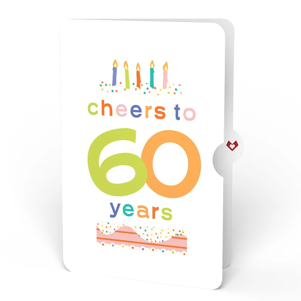 Lovepop Happy Birthday Confetti Cake Music and Lights Pop-Up Card and Cheers to 60th Years Sentiment Set Candle - Image 4