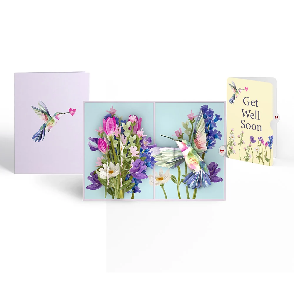 Lovepop Love in Bloom Hummingbird Get Well Soon Pop-Up Card and Sentiment Set Cream