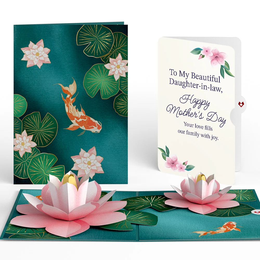 Lovepop Koi Fish and Lotus Pond Mother's Day Pop-Up Card and Sentiment Set for Daughter-in-law