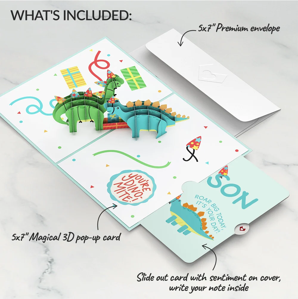 Lovepop Birthday Dinosaurs Pop-Up Card and Sentiment Set for Son - Image 2