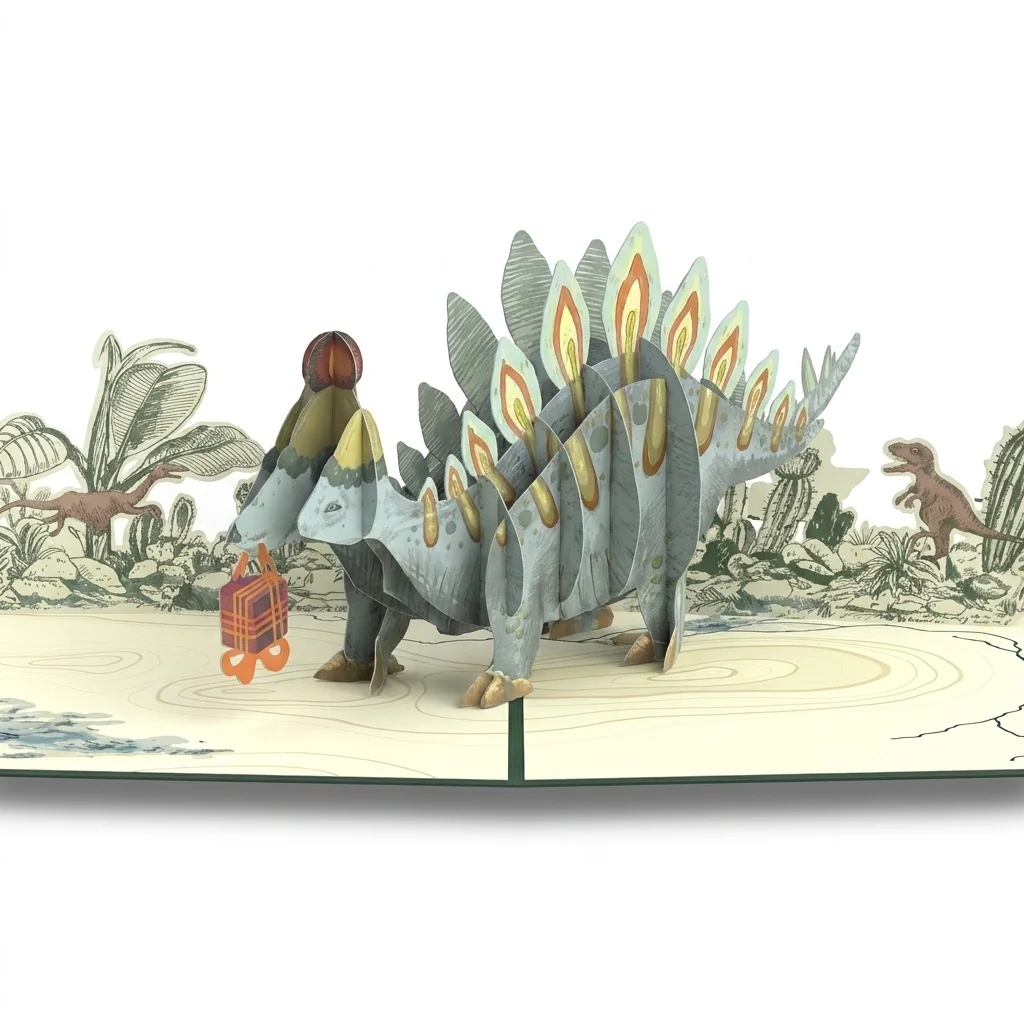 Lovepop Stegosaurus 2nd Birthday Pop-Up Card and Sentiment Set Plate - Image 3