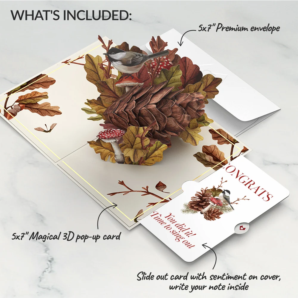 Lovepop Fall Forest Floor Congratulations Pop-Up Card and Sentiment Set Cream - Image 2