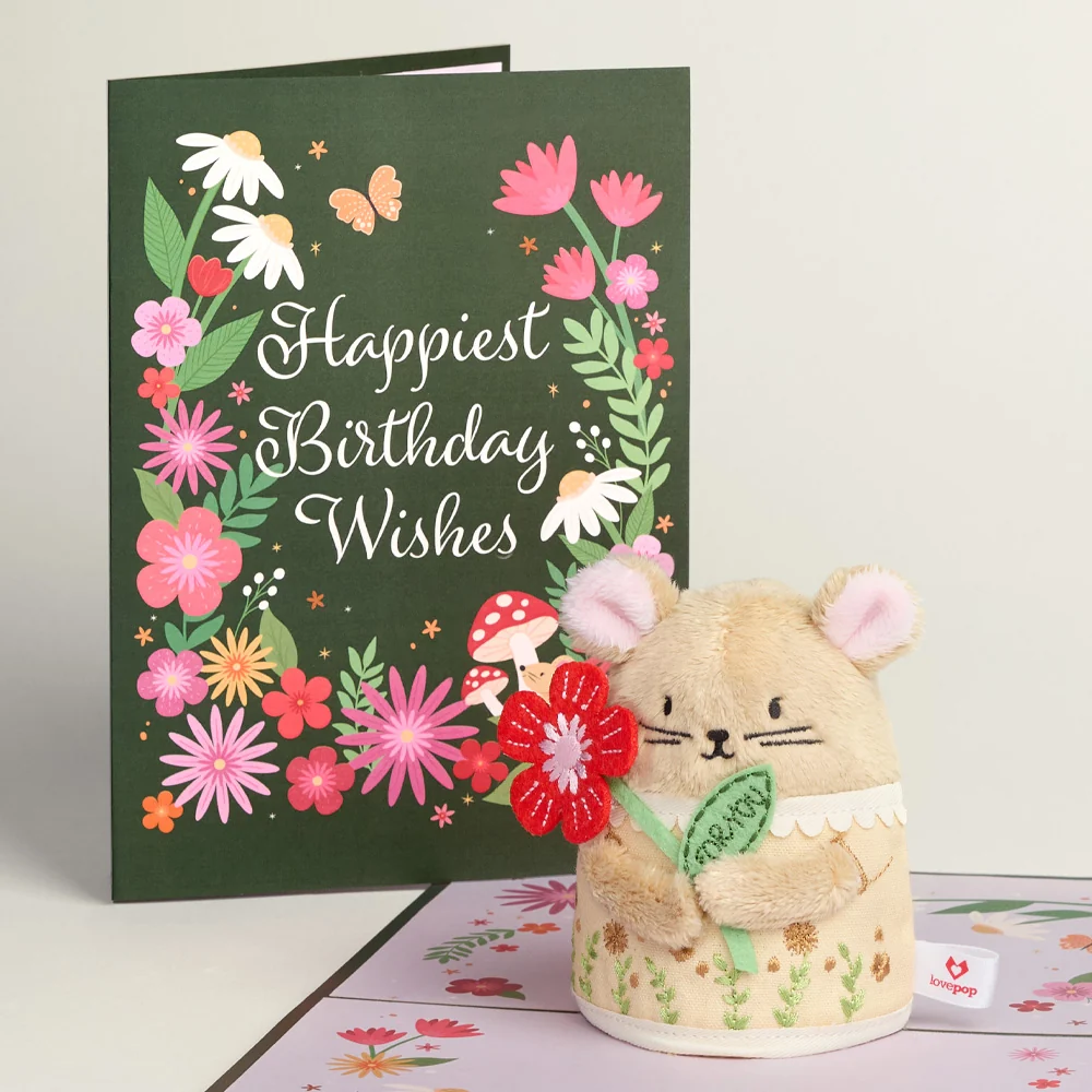 Lovepop 'Happiest Birthday Wishes' Plushpop Card and Bouquet Bundle - Image 2