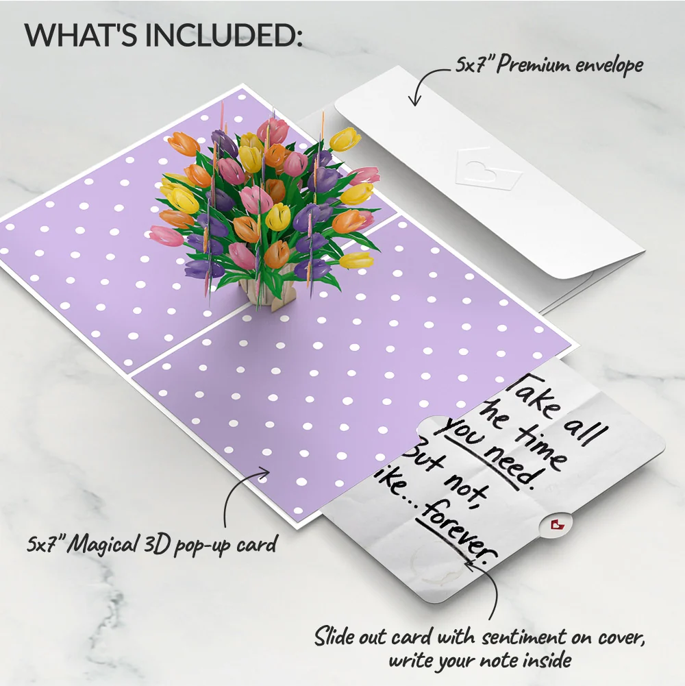 Lovepop Timeless Tulips Encouragement Pop-Up Card and Sentiment Set Vase - Image 2