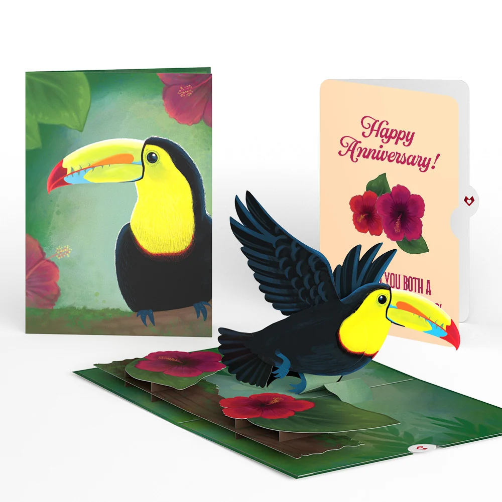 Lovepop Rainforest Toucan Anniversary Pop-Up Card and Hibiscus Sentiment Set