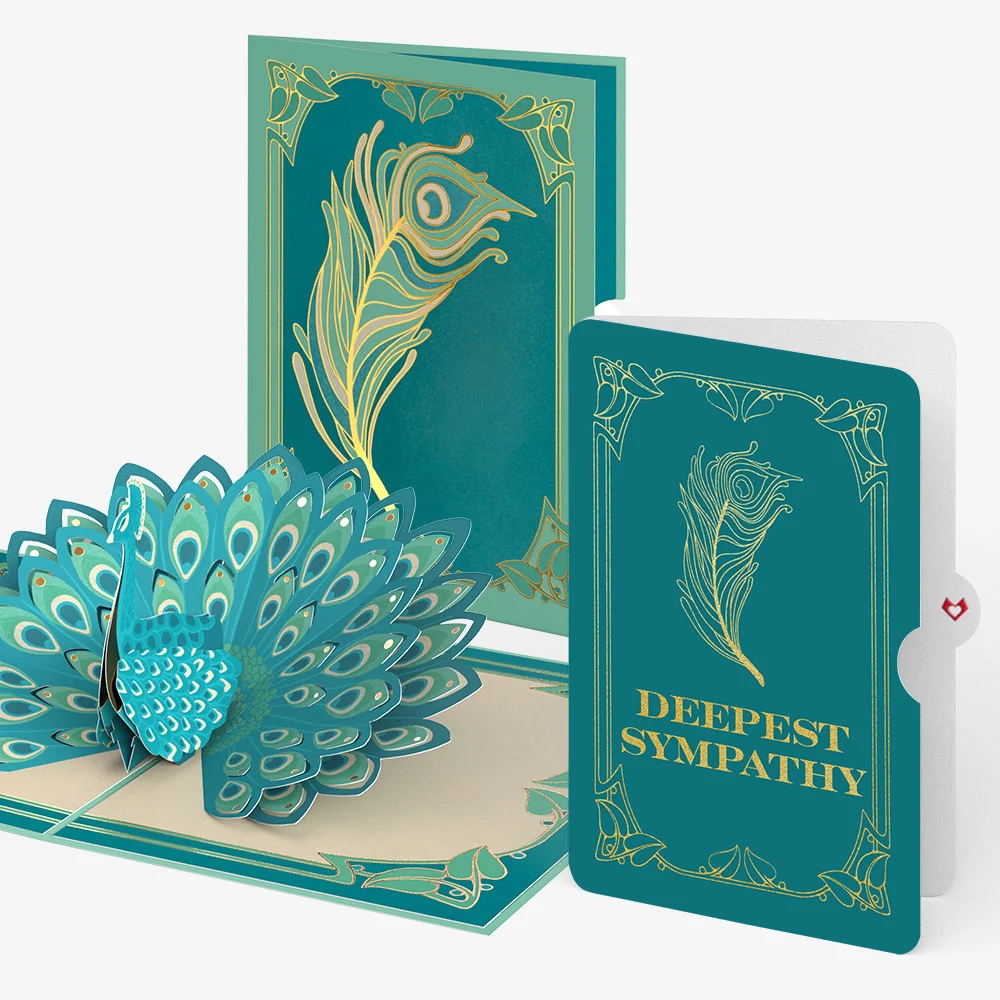 Lovepop Art Deco Peacock Sympathy Pop-Up Card and Sentiment Set