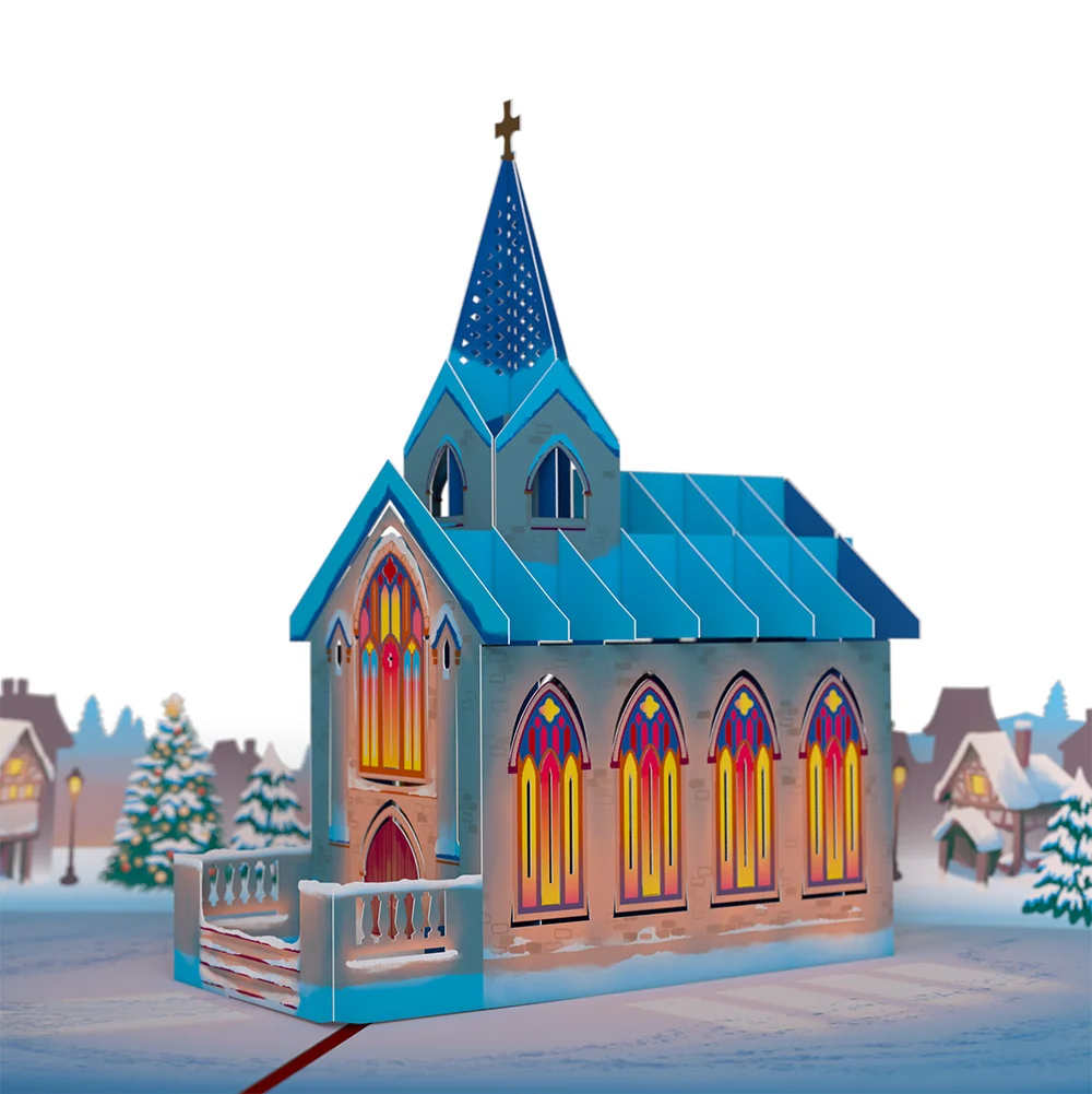 Lovepop Stained Glass Christmas Chapel Pop-Up Card and Nativity Blessings Sentiment Set - Image 3