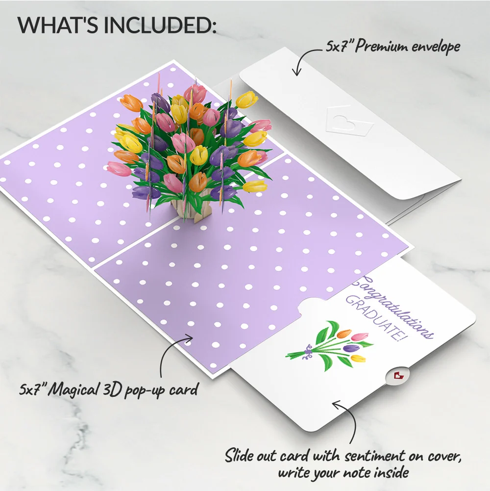 Lovepop Tulips Graduation Pop-Up Card and Sentiment Set Vase - Image 2