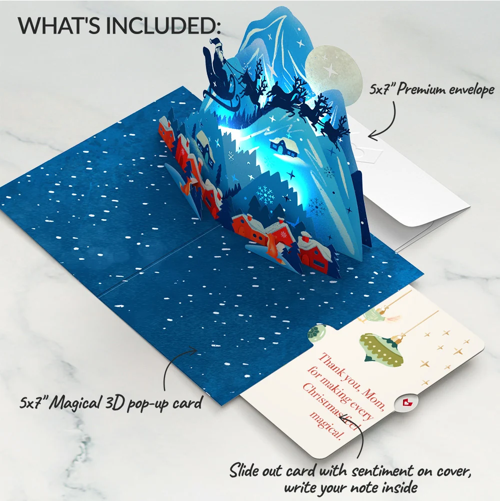 Lovepop Christmas Eve Sleigh Ride Music and Lights Pop-Up Card and Sentiment Set for Mom Cream - Image 2