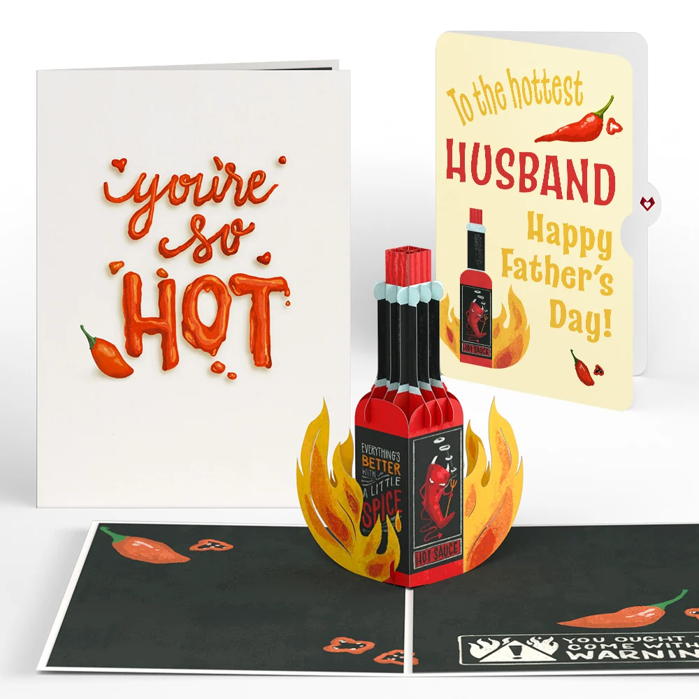 Lovepop Hot Sauce Father's Day Pop-Up Card and Sentiment Set for Husband – You're So Hot Bottle