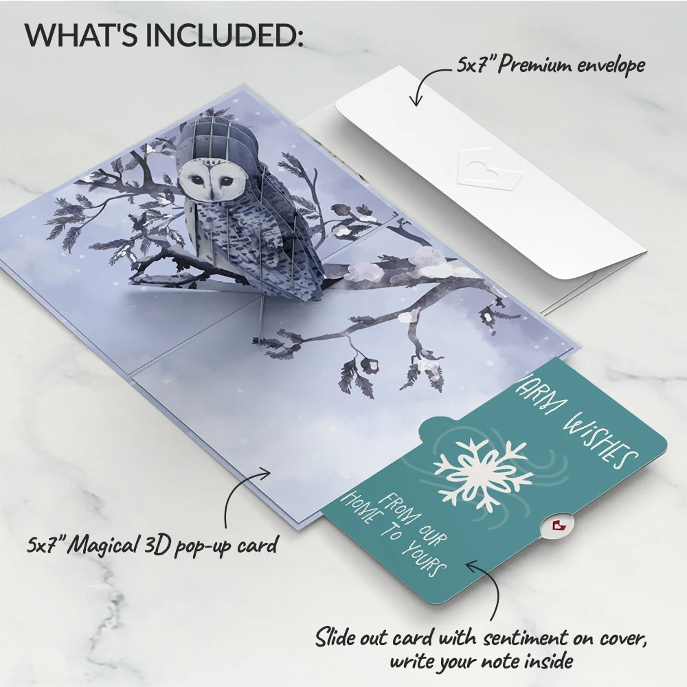 Lovepop Snowy Owl Holiday Pop-Up Card and Sentiment Set - Image 2