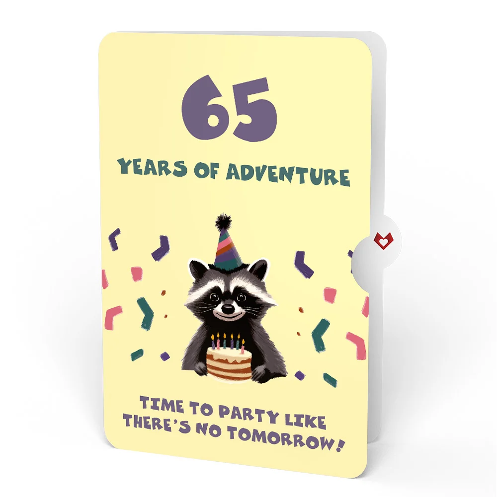 Lovepop Go Feral Raccoon 65th Birthday Pop-Up Card and Sentiment Set Candle - Image 4