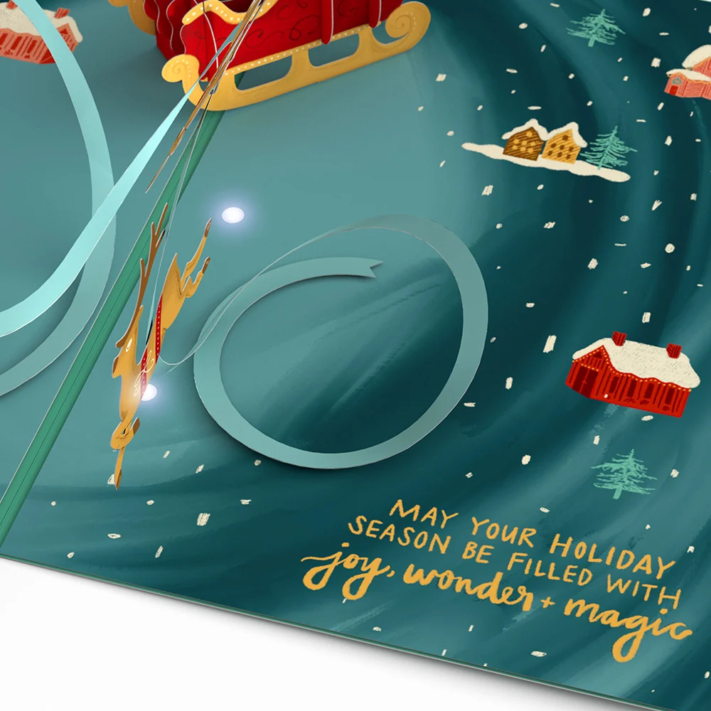 Lovepop Magic of Christmas Santa's Sleigh Light-Up Pop-Up Card - Image 4