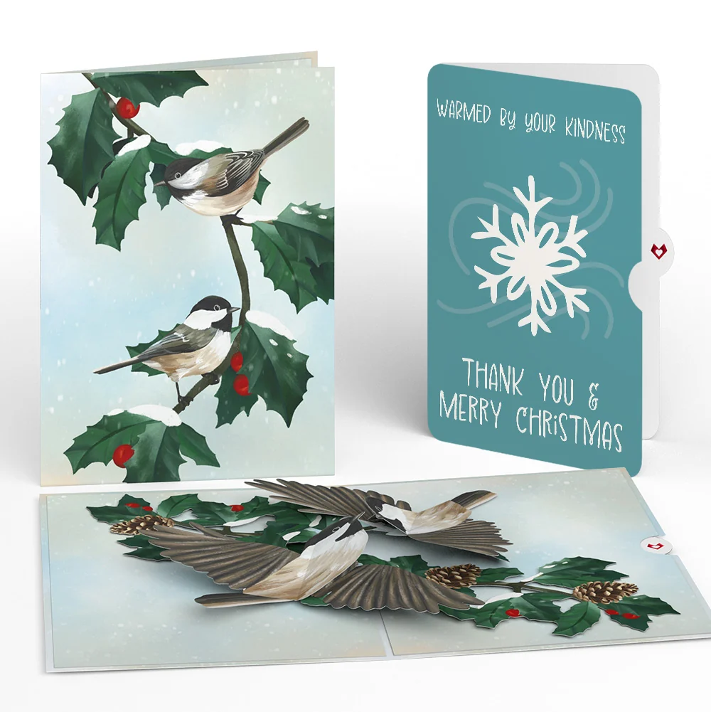 Lovepop Winter Chickadees Pop-Up Card and Snowflake Kindness Christmas Sentiment Set