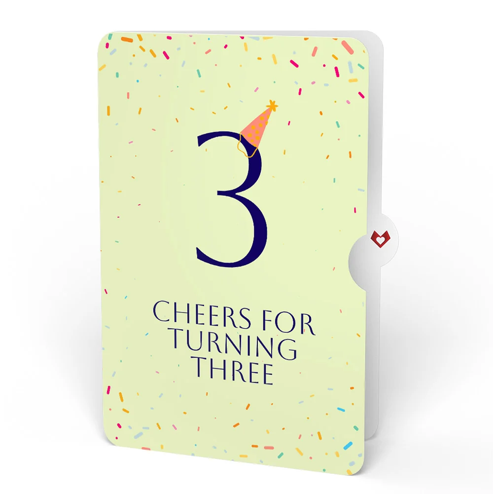 Lovepop Happy 3rd Birthday Balloons Music and Lights Pop-Up Card and Party Hat Sentiment Set - Image 4