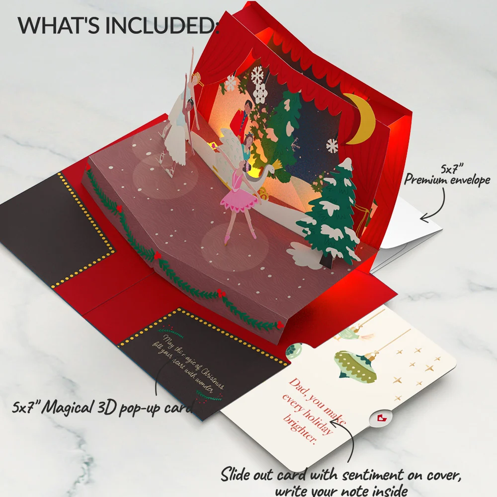 Lovepop The Nutcracker Christmas Magic Music and Lights Pop-Up Card and Twinkling Ornaments Sentiment Set for Dad Candle - Image 2