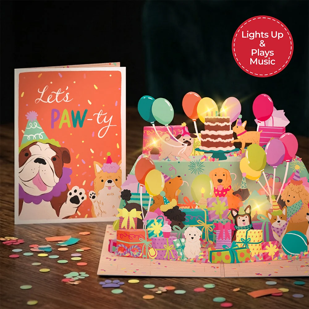 Lovepop Birthday Pawty Pups Music and Lights Pop-Up Card