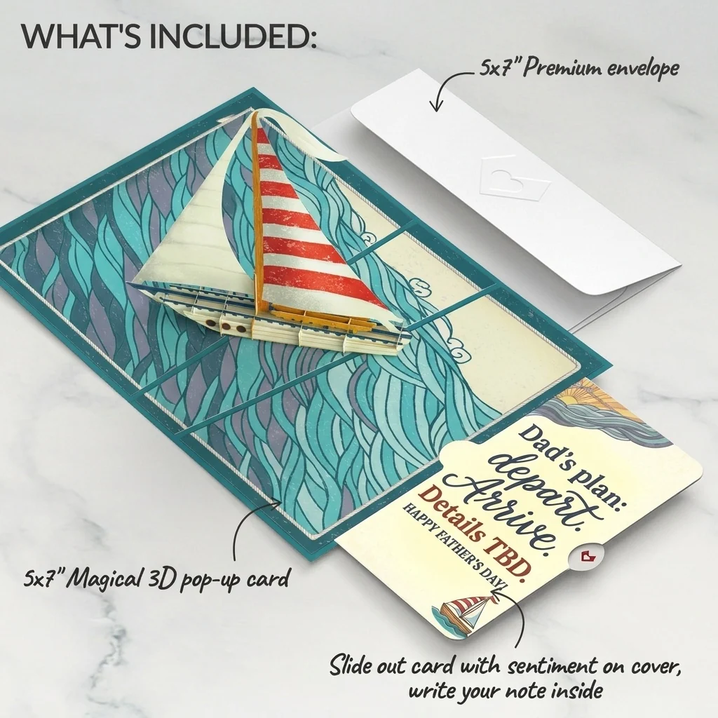 Lovepop Sailboat on the Horizon Father's Day Pop-Up Card and Details TBD Sentiment Set for Dad - Image 2