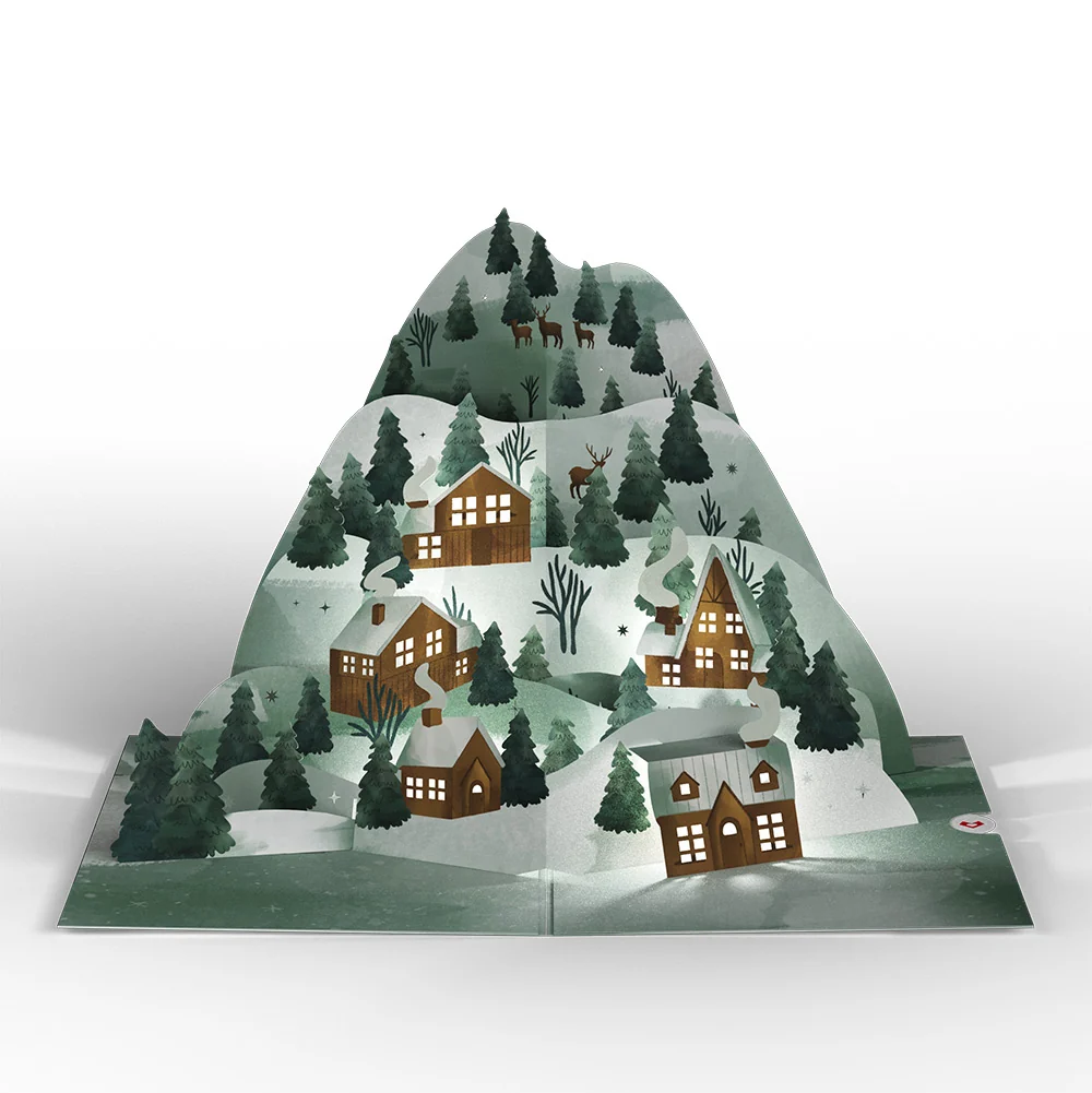 Lovepop Winter Wishes Mountain Village Light-Up Pop-Up Card and Countless Blessings Sentiment Set - Image 3
