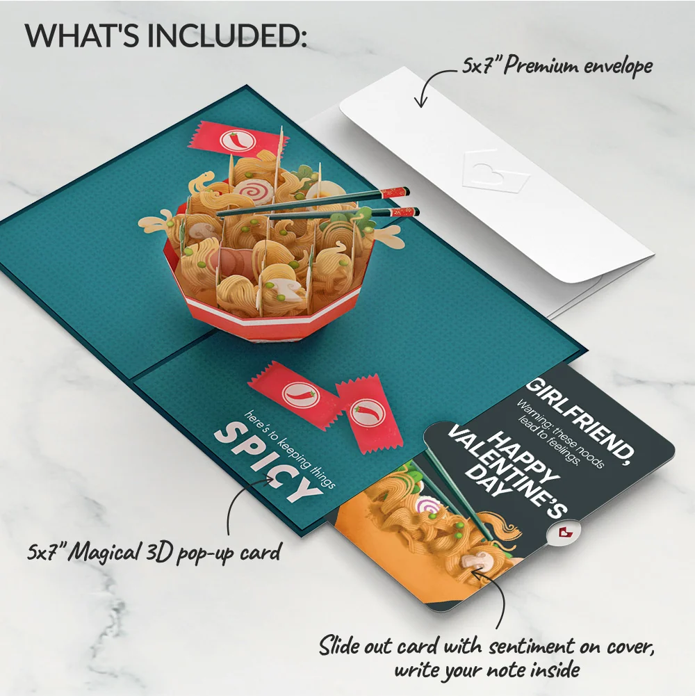Lovepop Send Noods Spicy Valentine Pop-Up Card and Sentiment Set for Girlfriend Bowl - Image 2
