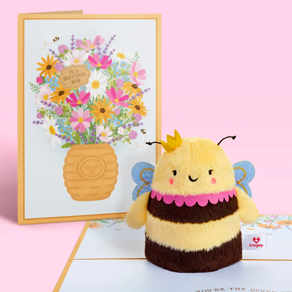 Lovepop 'Bee-u-tiful Mom' Queen Bee Plushpop Card & Bouquet Bundle - Image 2