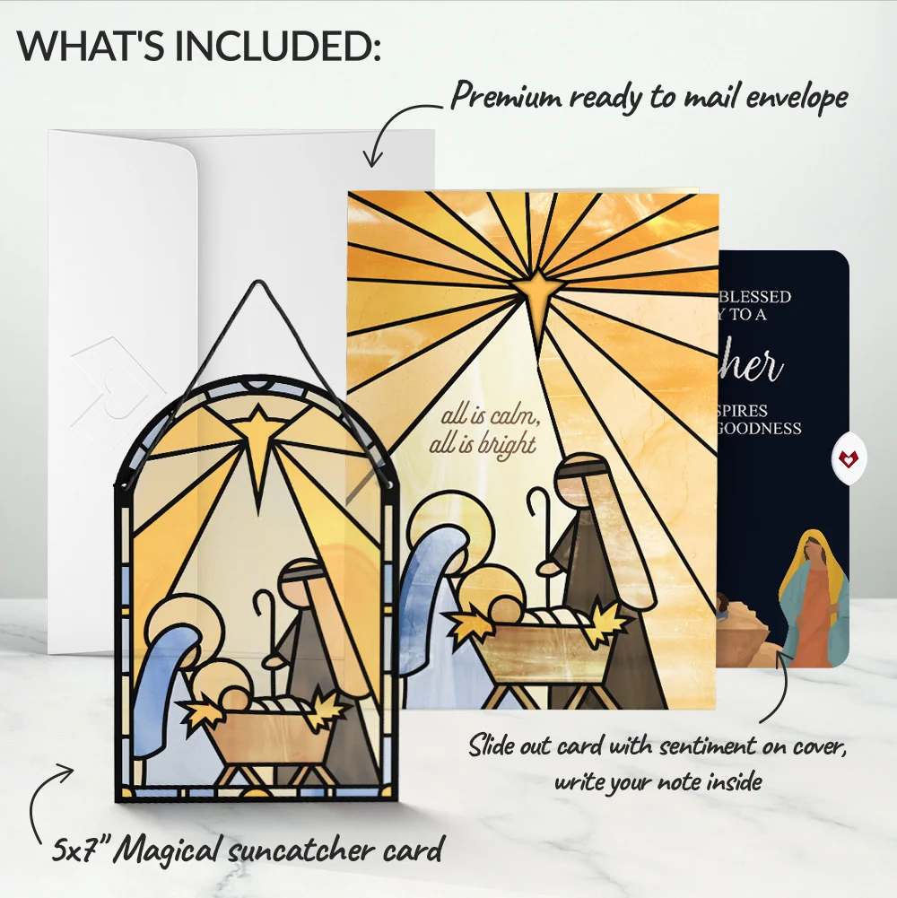 Lovepop All Is Calm Nativity Christmas Suncatcher Card and Sentiment Set for Teacher Glass - Image 2