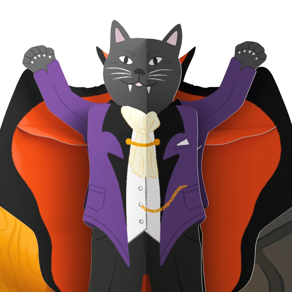 Lovepop Count Catula Halloween Vampire Cat Pop-Up Card and Sentiment Set for Friend Candle - Image 3