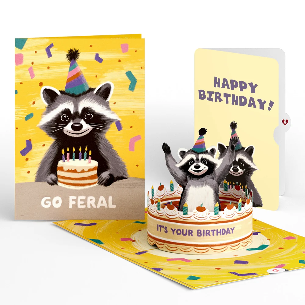 Lovepop Go Feral Raccoon Birthday Pop-Up Card and Sentiment Set Candle