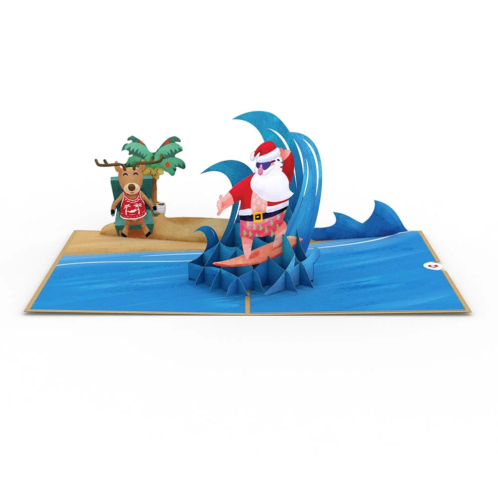 Lovepop Warm Wishes Surfing Santa Pop-Up Card Cup - Image 3