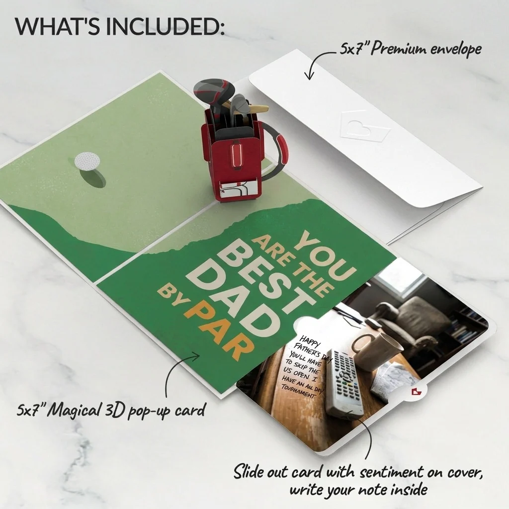 Lovepop Best Dad By Par Father's Day Pop-Up Card and Skip US Open Sentiment Set Bag - Image 2