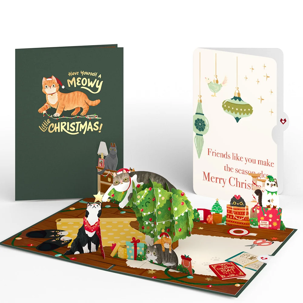Lovepop Meowy Little Christmas Cats Pop-Up Card and Sentiment Set for Friend Cream