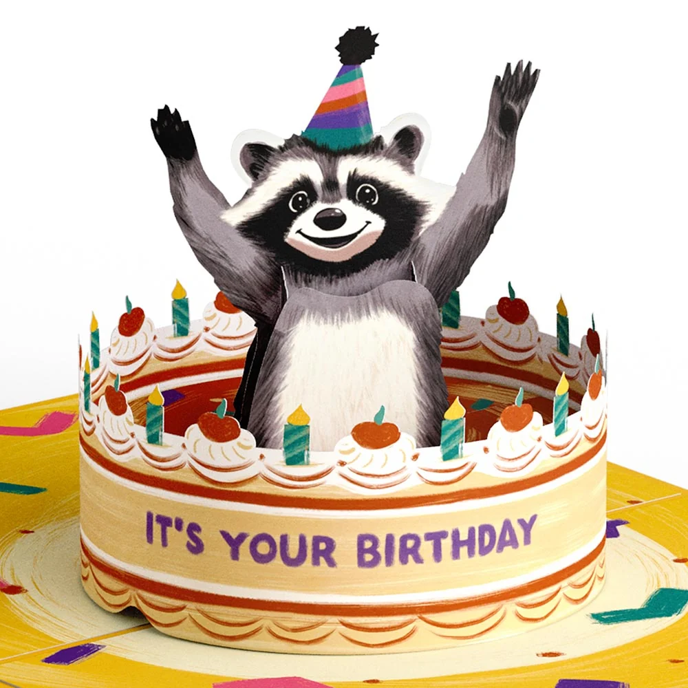 Lovepop Go Feral Raccoon 90th Birthday Pop-Up Card and Sentiment Set Candle - Image 3