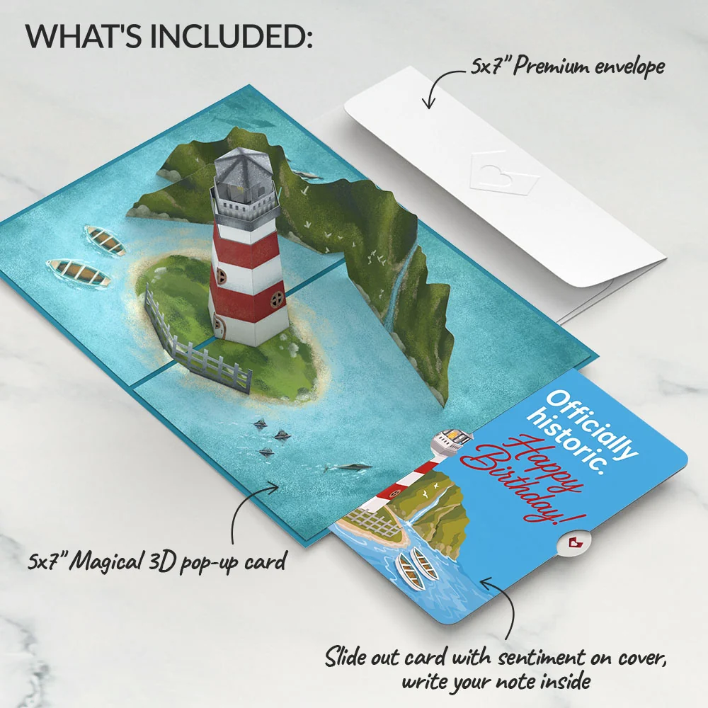 Lovepop Coastal Lighthouse Birthday Pop-Up Card and Officially Historic Sentiment Set - Image 2