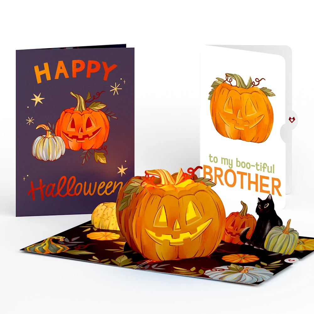 Lovepop Happy Halloween Pumpkin Light-Up Pop-Up Card and Sentiment Set for Brother