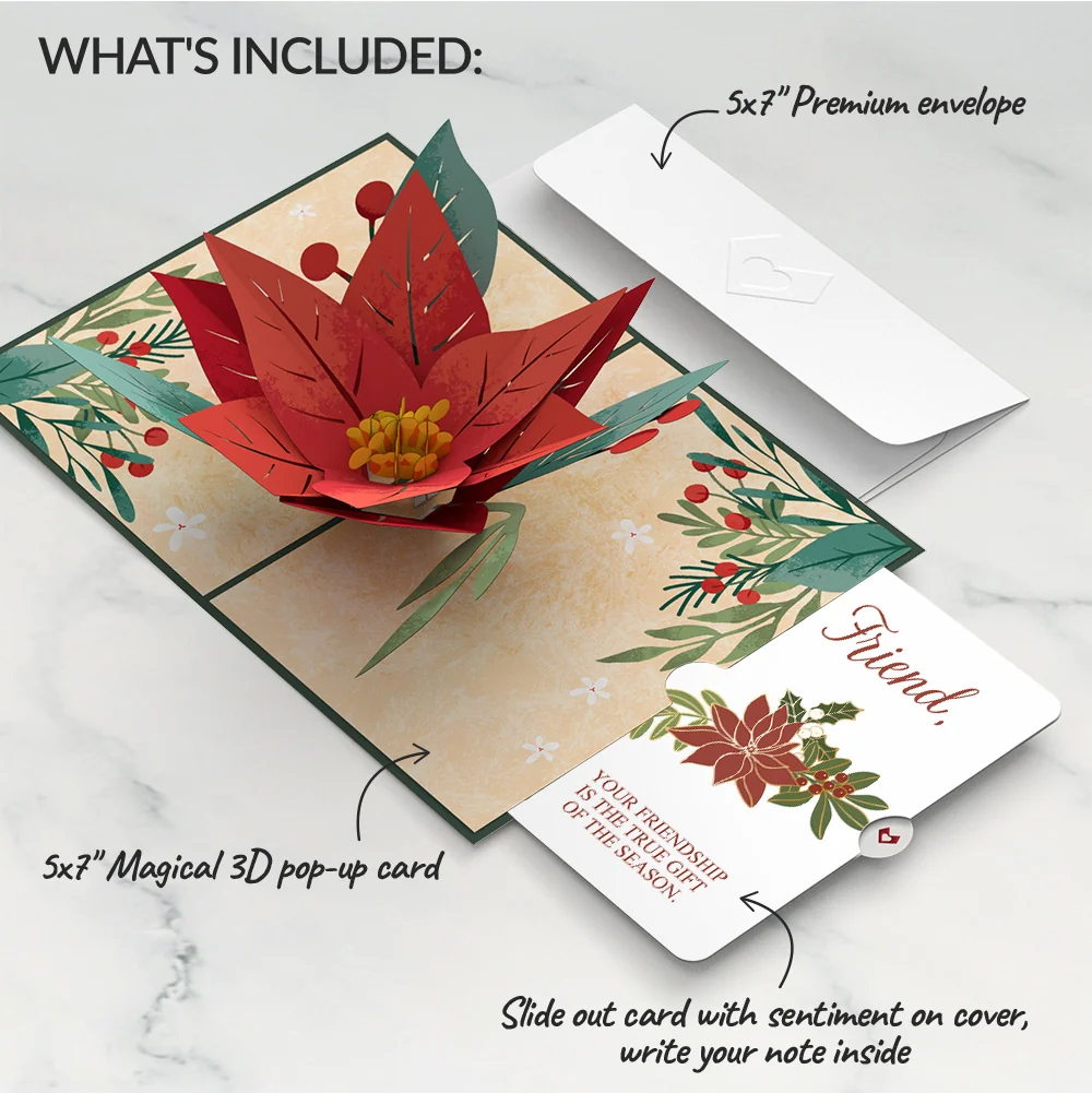 Lovepop Christmas Poinsettia Bloom Pop-Up Card and Sentiment Set for Friend - Image 2
