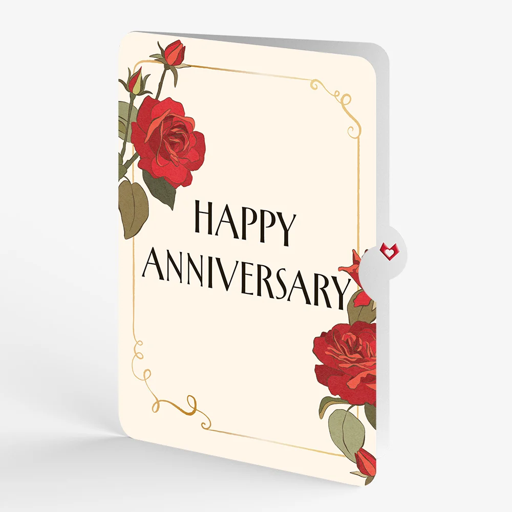 Lovepop Elegant Red Rose Anniversary Pop-Up Card and Sentiment Set Cream - Image 4