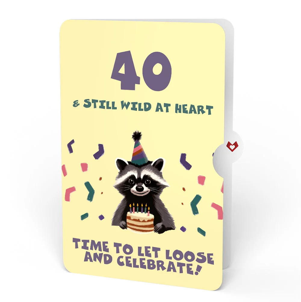 Lovepop Go Feral Raccoon 40th Birthday Pop-Up Card and Sentiment Set Candle - Image 4