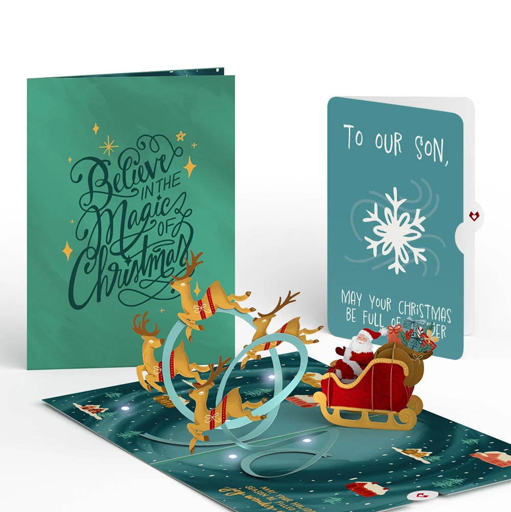 Lovepop Magic of Christmas Santa's Sleigh Light-Up Pop-Up Card and Sentiment Set for Son