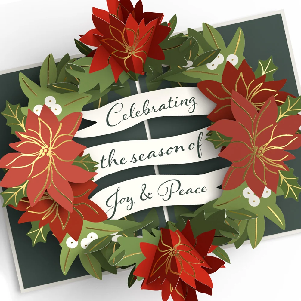 Lovepop Season's Greetings Poinsettia Wreath Pop-Up Card and First Christmas Sentiment Set for Partner - Image 3