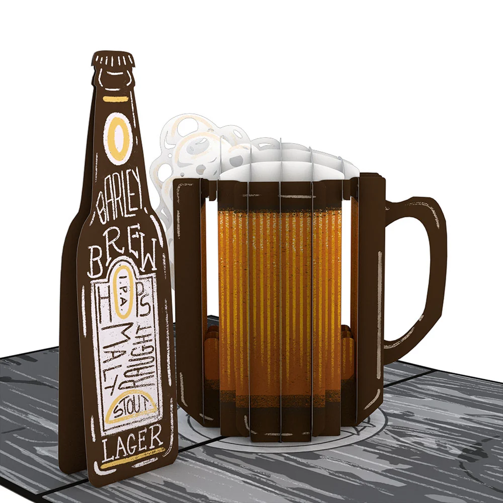 Lovepop Beer Father's Day Pop-Up Card and Trophy Lawn Care Sentiment Set Glass - Image 3