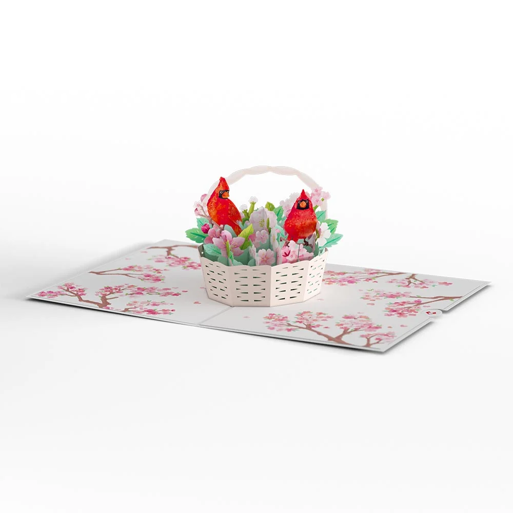 Lovepop Cherry Blossom Basket with Cardinals Pop-Up Card - Image 6