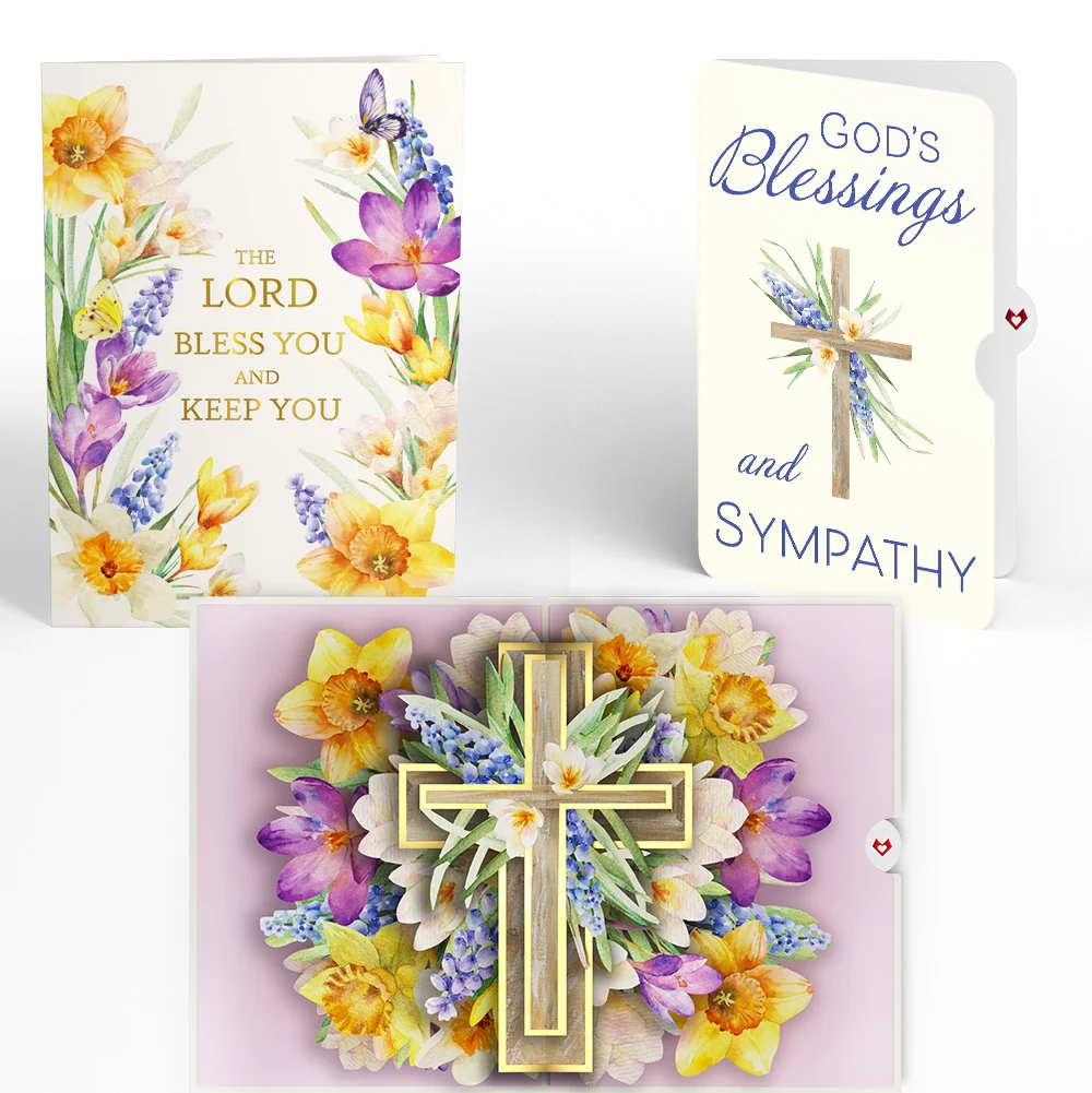 Lovepop The Lord Bless You Floral Cross Sympathy Pop-Up Card and Sentiment Set