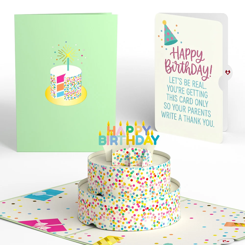 Lovepop Sprinkles Birthday Cake Pop-Up Card and Thank You Excuse Sentiment Set Candle