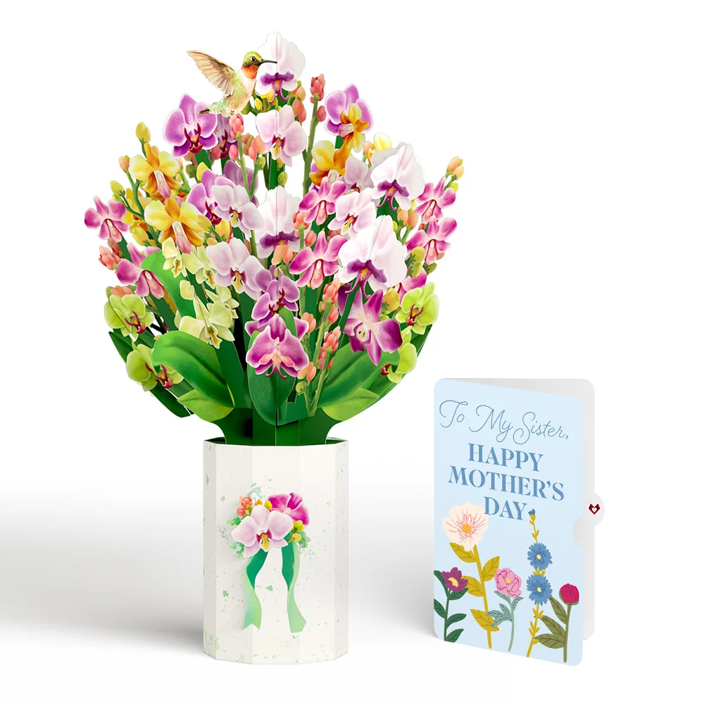 Lovepop Orchid Mother's Day Bouquet and Sentiment Set for Sister Vase