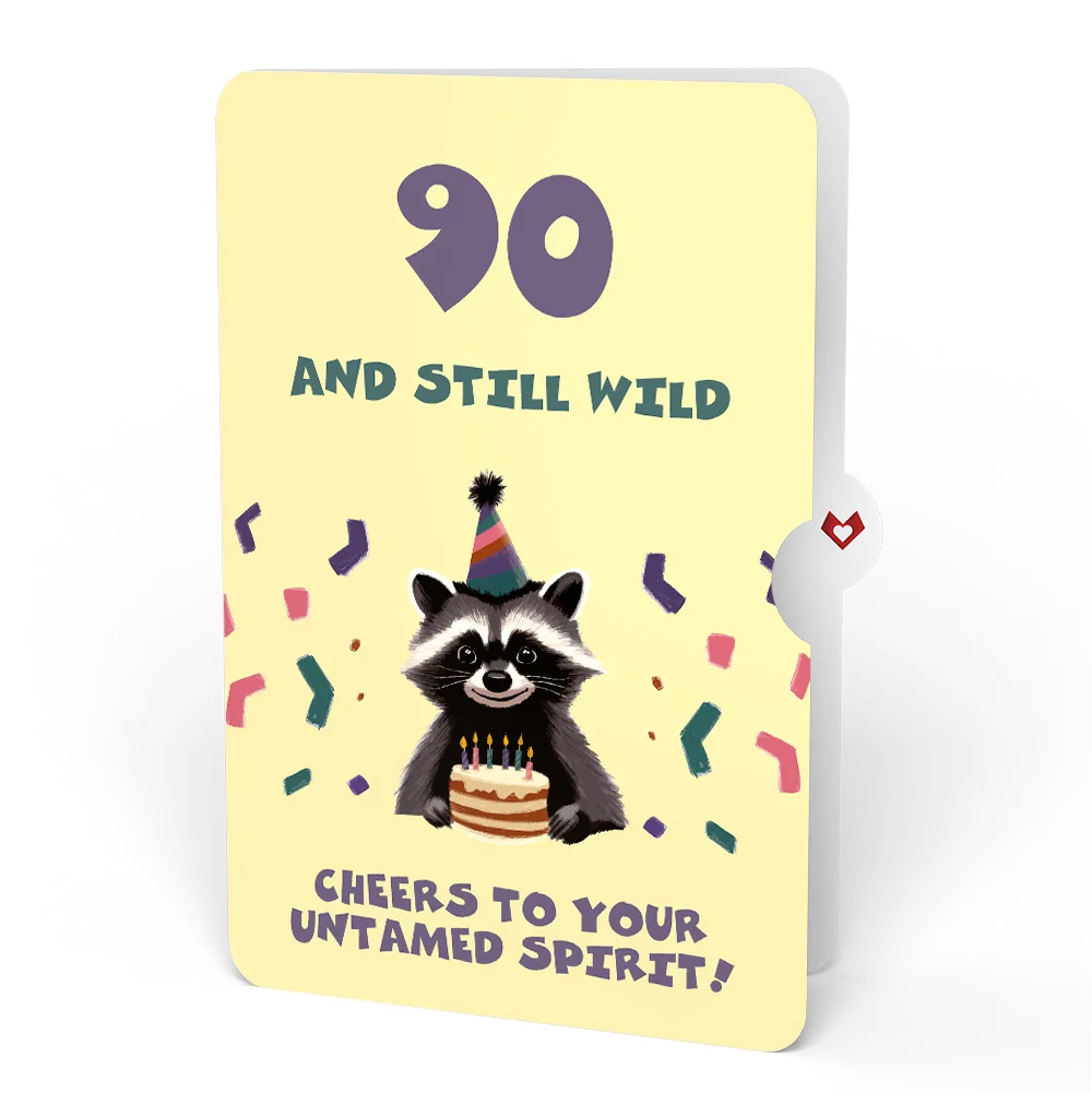 Lovepop Go Feral Raccoon 90th Birthday Pop-Up Card and Sentiment Set Candle - Image 4