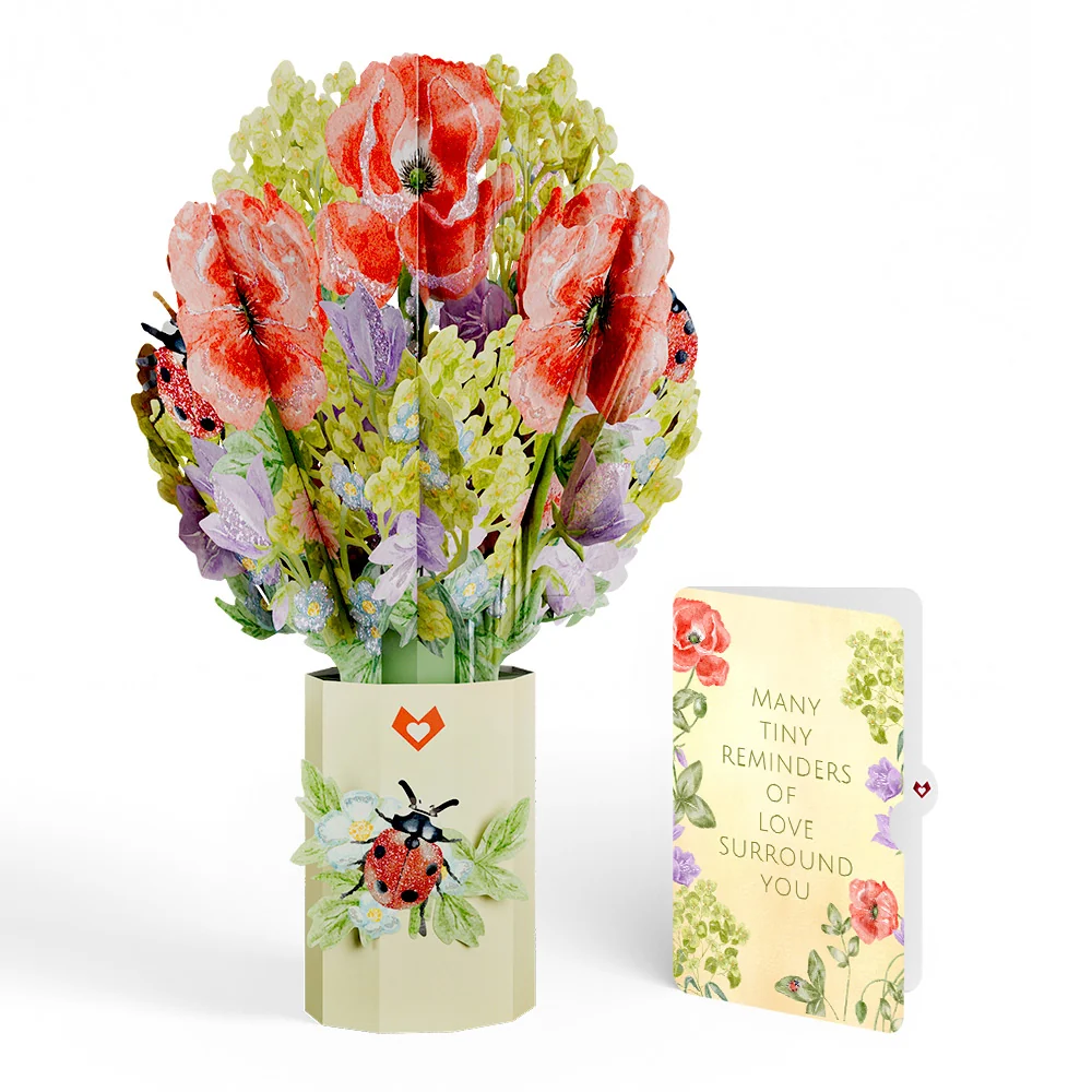 Lovepop Lovely Ladybug Sympathy Glitter Bouquet and Sentiment Set Vase