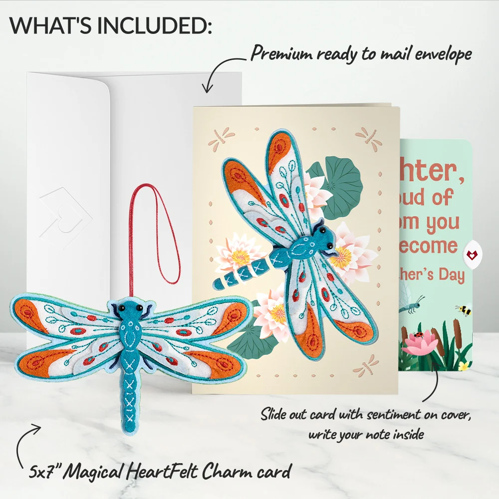 Lovepop Peaceful Dragonfly Mother’s Day HeartFelt Charm Card and Sentiment Set for Daughter - Image 2