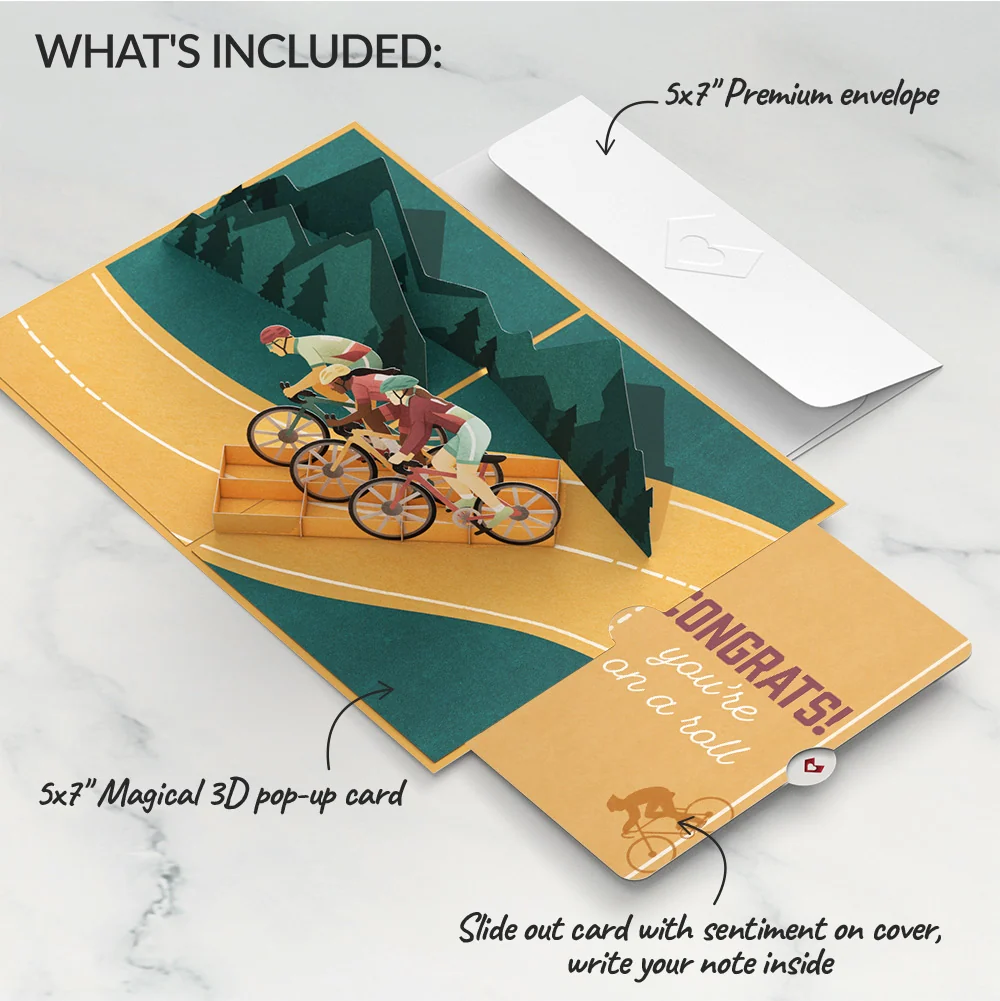 Lovepop On the Ride Biking Congratulation Pop-Up Card and Sentiment Set Bicycle - Image 2