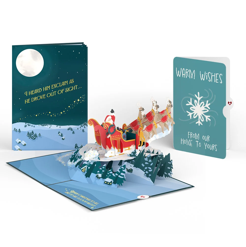 Lovepop Night Sky Santa Sleigh Pop-Up Card and Snowflake Holiday Sentiment Set